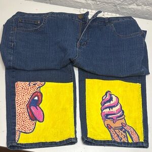 Artistic Denim Shorts with Pop Art Design